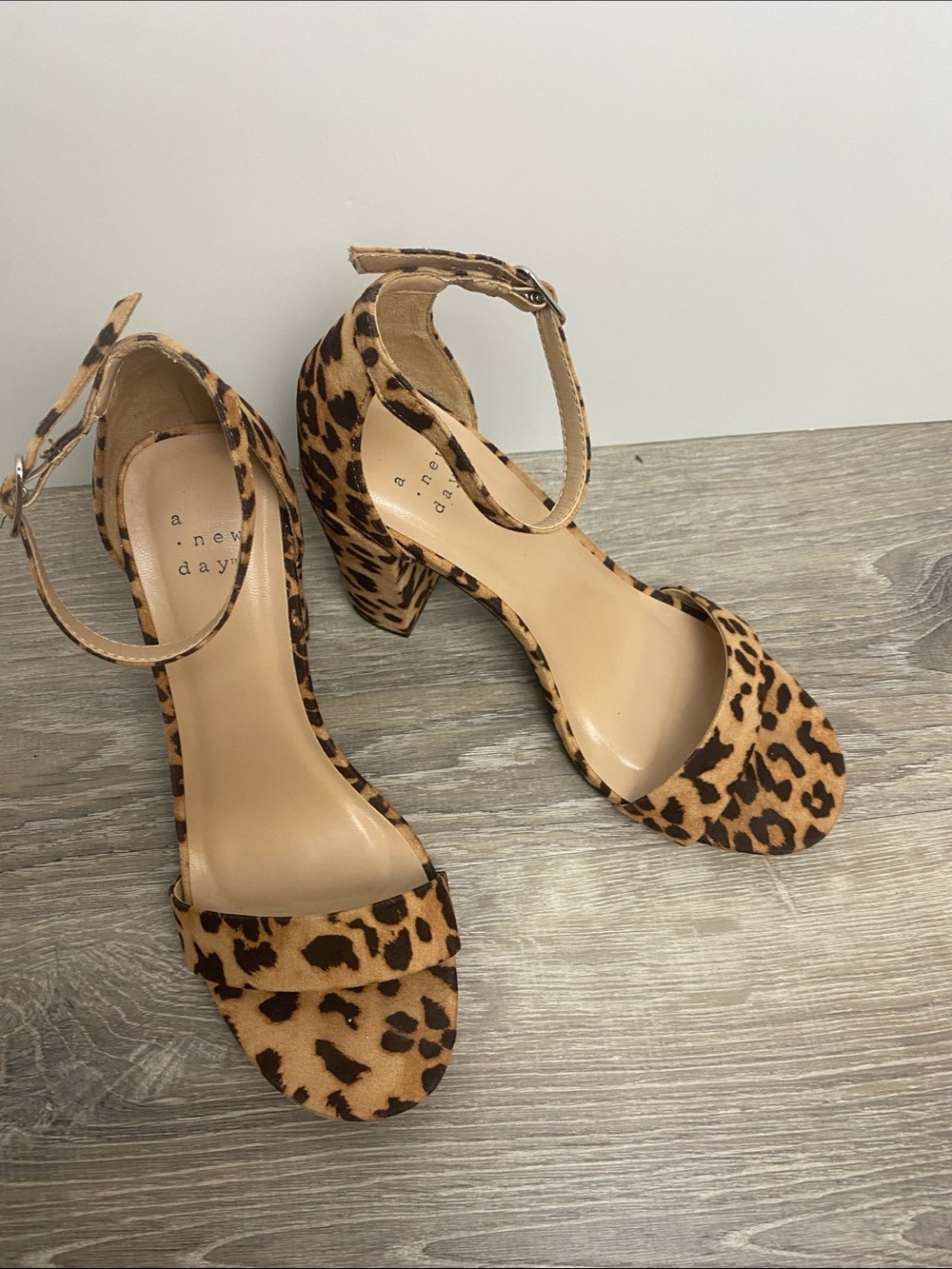 a new day Leopard Print Ankle-Strap Block Heels - Brown/Tan - Picture 2 of 6
